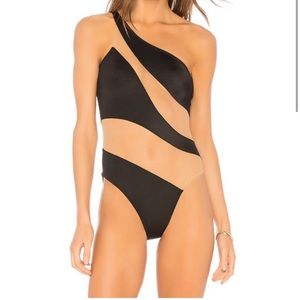 Norma Kamala Snake Mesh One-Shoulder Swimsuit